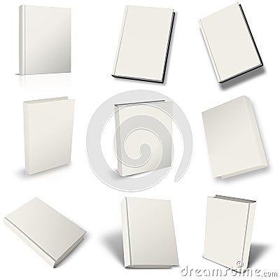 Nine blank white book mockup with shadow Stock Photo