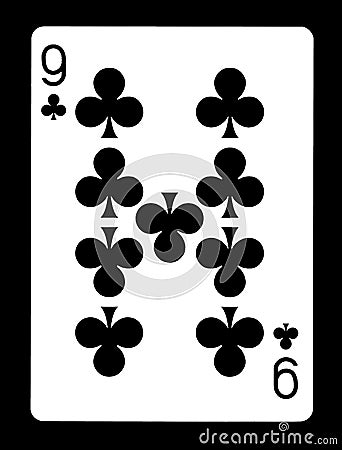 Nine of Clubs playing card, Stock Photo