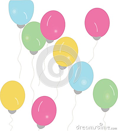 Nine color balloons float illustration idea Cartoon Illustration