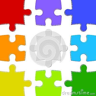 Nine color puzzles Vector Illustration