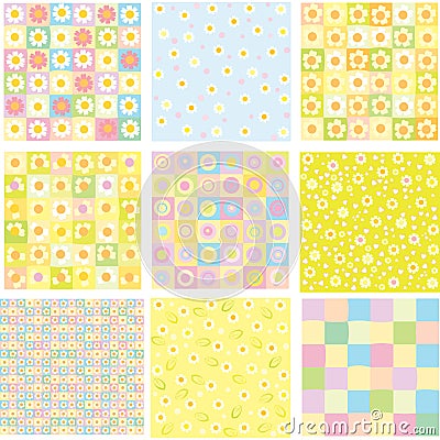 Nine of cute backgrounds. Vector Illustration