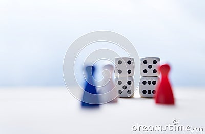 Nine eleven from dice numbers and board game pawns Stock Photo