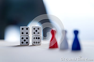 Nine eleven from dice numbers and board game pawns Stock Photo