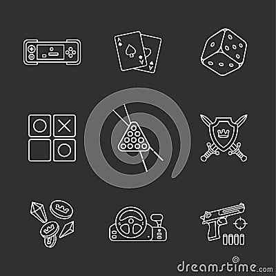 Nine flat game icons Vector Illustration