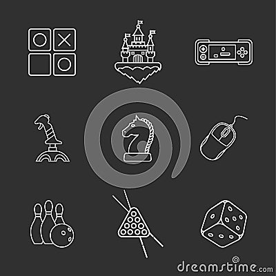 Nine flat game icons Vector Illustration