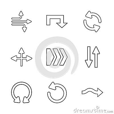 Nine flat modern arrows Vector Illustration