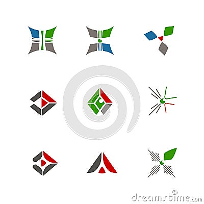 Nine geometry concepts of company logotypes Vector Illustration