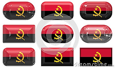 Nine glass buttons of the Flag of angola Stock Photo