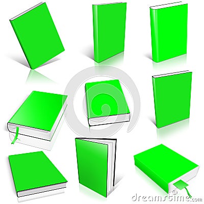 Nine green empty book template Stock Photo