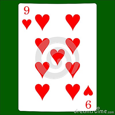 Nine hearts. Card suit icon vector, playing cards symbols vector Stock Photo