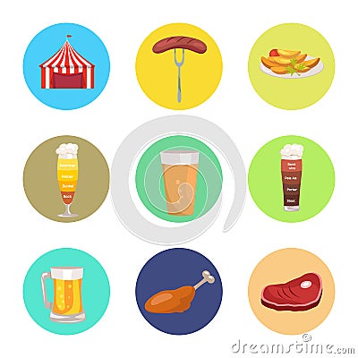 Nine Images of Octoberfest Vector Illustration Vector Illustration