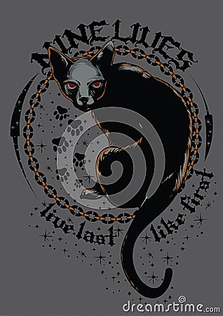 Nine lives Vector Illustration