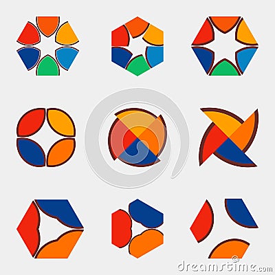 Nine logos Vector Illustration