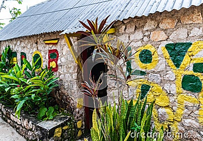 Nine Mile, Jamaica JANUARY 07, 2017: Bob Marley small house where he has grown. Bob Marley Mausoleum compound Editorial Stock Photo