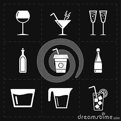 Nine modern flat bar icons Vector Illustration