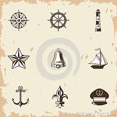 nine nautical labels Vector Illustration