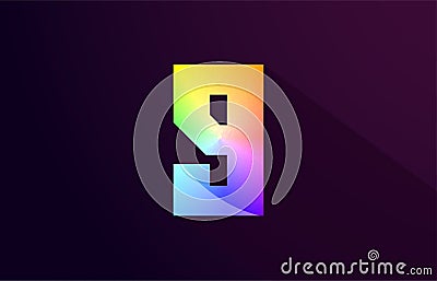 9 nine number rainbow colored logo icon design Stock Photo