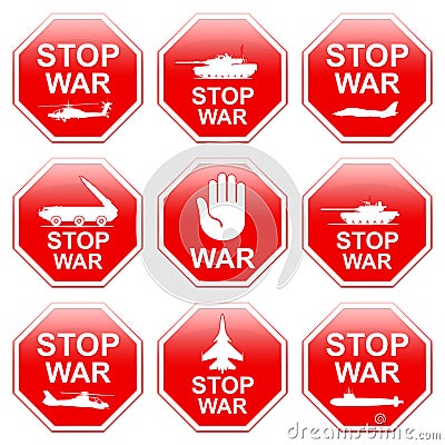 Nine signs stop war. Stock Photo