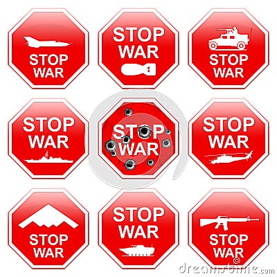Nine signs stop war. Stock Photo
