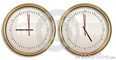 Nine to five two clocks Stock Photo