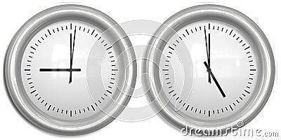 Nine to five two clocks Stock Photo