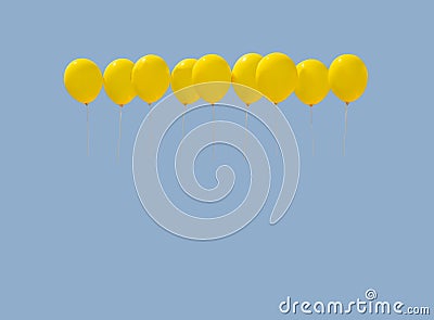 Nine yellow balloons Stock Photo