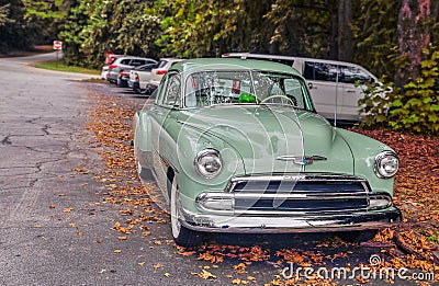 Nineteen Fifty Chevy Deluxe Mint Green Editorial Stock Photo