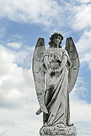 Nineteenth century mourning angel cemetery statue Stock Photo
