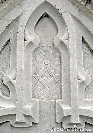 Nineteenth century tombstone detail masonic symbol Stock Photo