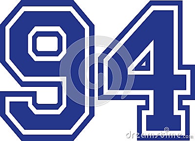 Ninety-four college number 94 Vector Illustration