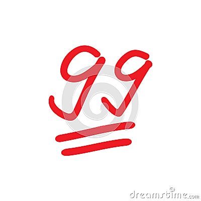 Ninety nine logo icon design, 99 points illustration, good exam score Vector Illustration