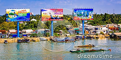 Ninh Kieu Pier, Cantho, Mekong River Editorial Stock Photo