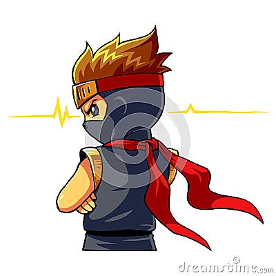 Ninja Boy Alert Instinct Mode Stock Photo