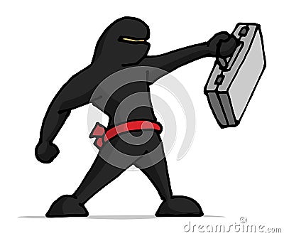Ninja businessman holding a business portfolio Vector Illustration