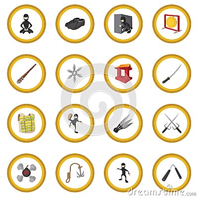 Ninja cartoon icon circle Vector Illustration