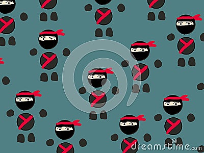 Ninja cartoon set Cartoon Illustration