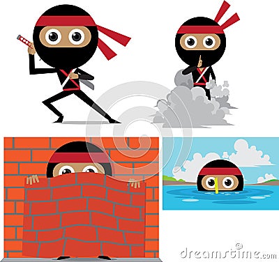 Ninja Cartoon Vector Illustration