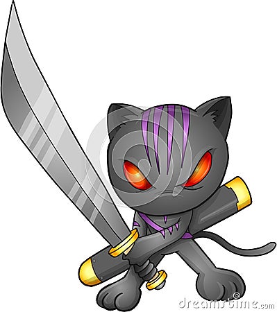 Ninja Cat Vector Illustration