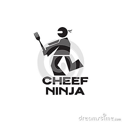 Ninja chef logo design vector graphic symbol icon sign illustration creative idea Vector Illustration