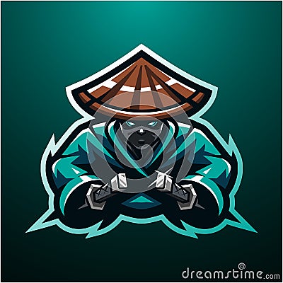 Ninja death esport mascot logo Vector Illustration