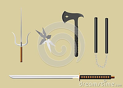 Ninja equipment Vector Illustration