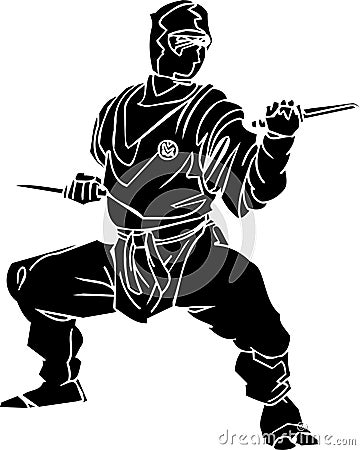 Ninja fighter - vector illustration. Vinyl-ready. Vector Illustration