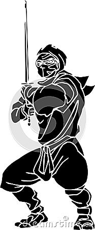 Ninja fighter - vector illustration. Vinyl-ready. Vector Illustration