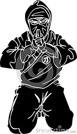 Ninja fighter - vector illustration. Vinyl-ready. Vector Illustration