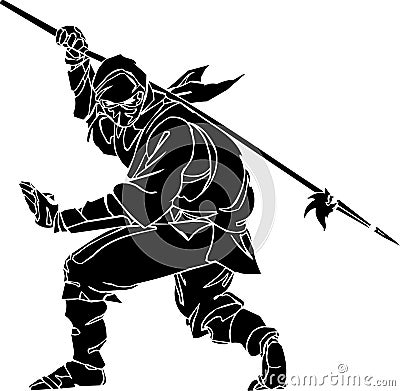 Ninja fighter - vector illustration. Vinyl-ready. Vector Illustration