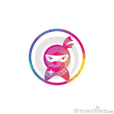 Ninja game logo design. Vector Illustration