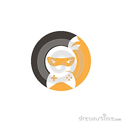 Ninja game logo design. Vector Illustration