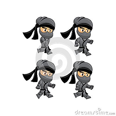 Ninja Game Sprites Suitable for side scrolling, action, and adventure game Vector Illustration