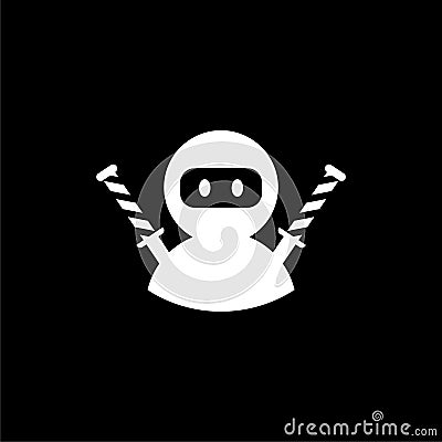 Ninja icon, samurai logo on dark background Vector Illustration