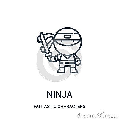 ninja icon vector from fantastic characters collection. Thin line ninja outline icon vector illustration Vector Illustration